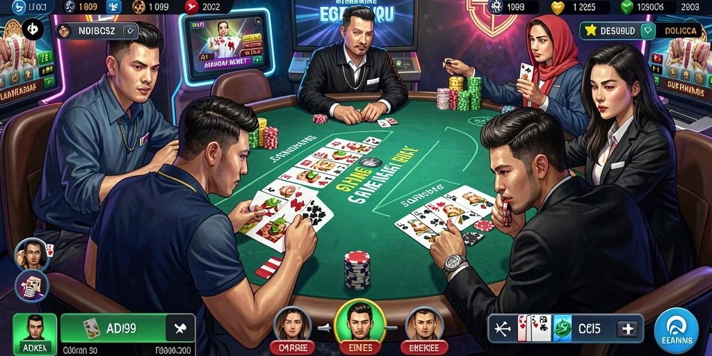 Tampilan gameplay Poker yang menarik dan kompetitif di ADI99.