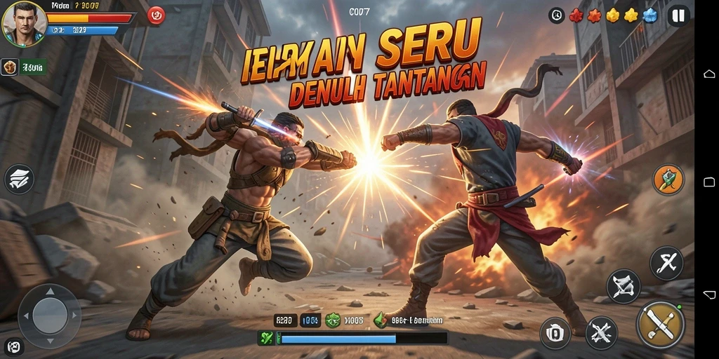 Screenshot utama C0077 menampilkan aksi pertarungan yang intens.