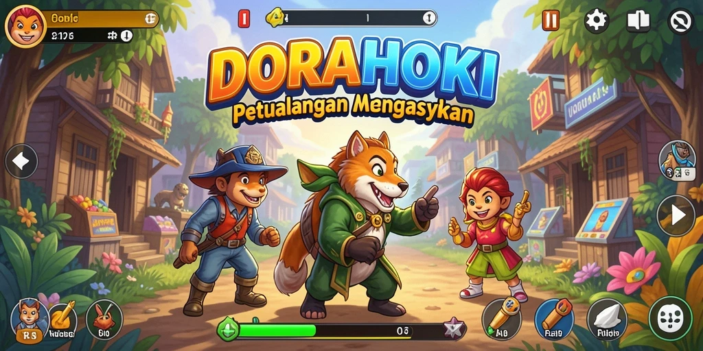 Tampilan gameplay seru dan menantang dalam DORAHOKI.