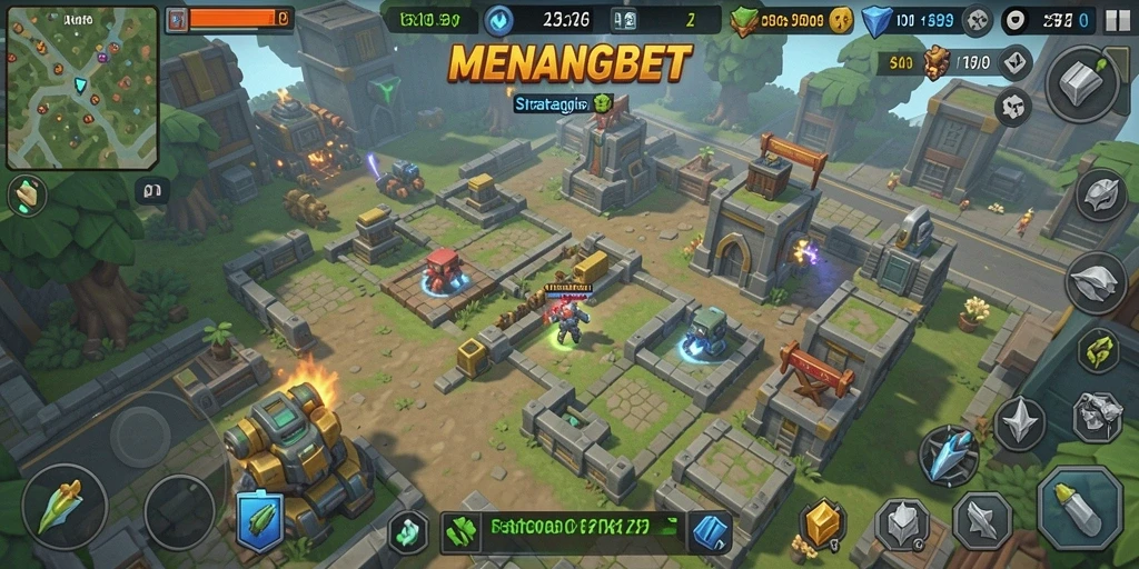 Tampilan seru gameplay MENANGBET di Tower Defense.