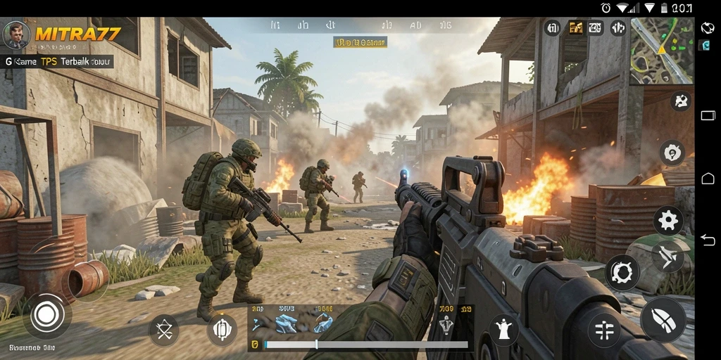Tangkapan layar gameplay TPS di MITRA77 dengan pertempuran epik.