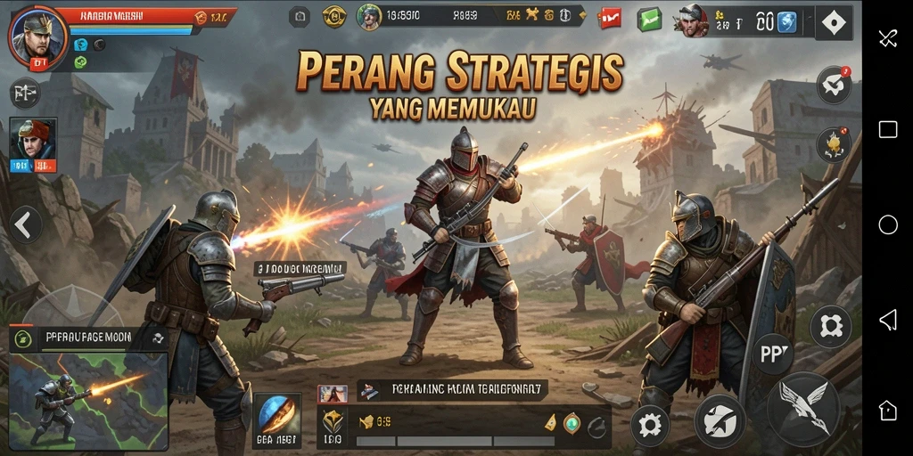 Screenshot utama PP7 dengan adegan pertempuran yang seru dan mendebarkan.