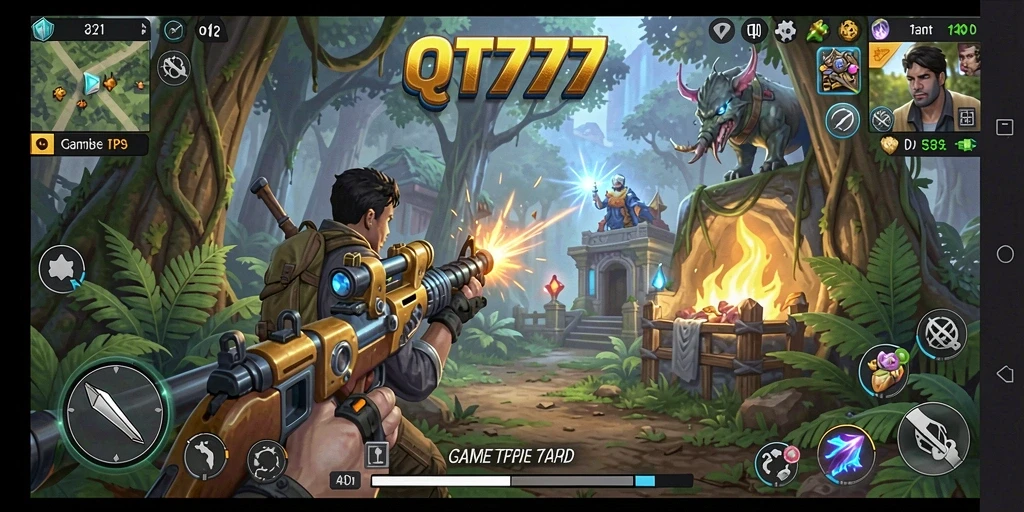 Tampilan gameplay seru dari QT777 dengan aksi mendebarkan.
