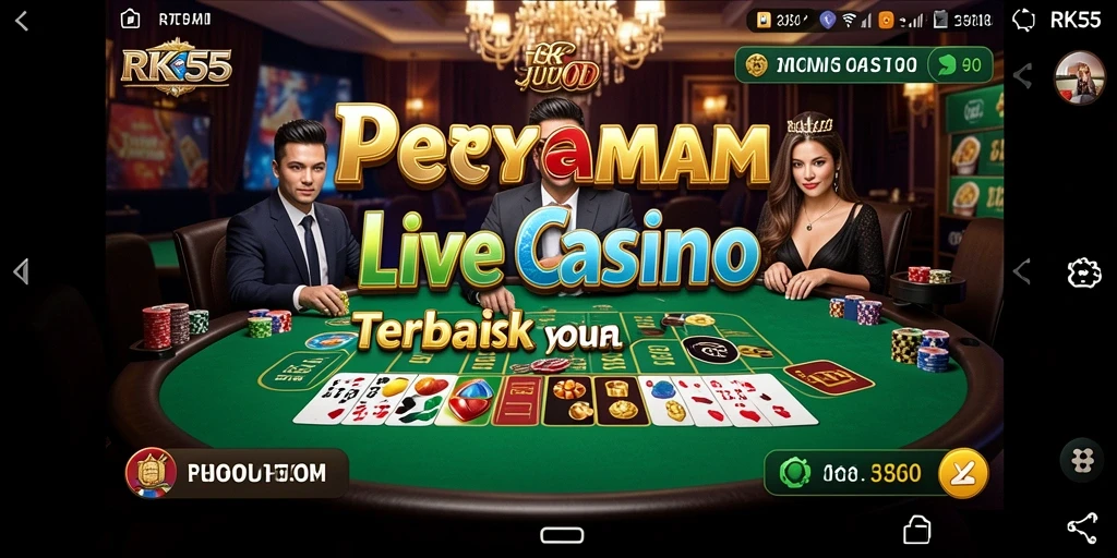 Tampilan utama RK55 saat gameplay Live Casino yang memukau.